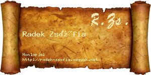 Radek Zsófia névjegykártya