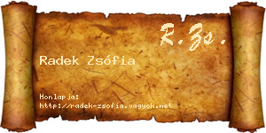 Radek Zsófia névjegykártya